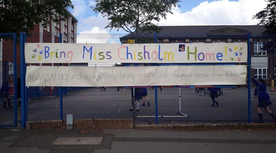 St Clare's RC Primary School in Manchester, where Rebecca used to work before she went to Dubai, show their support. (GoFundMe)