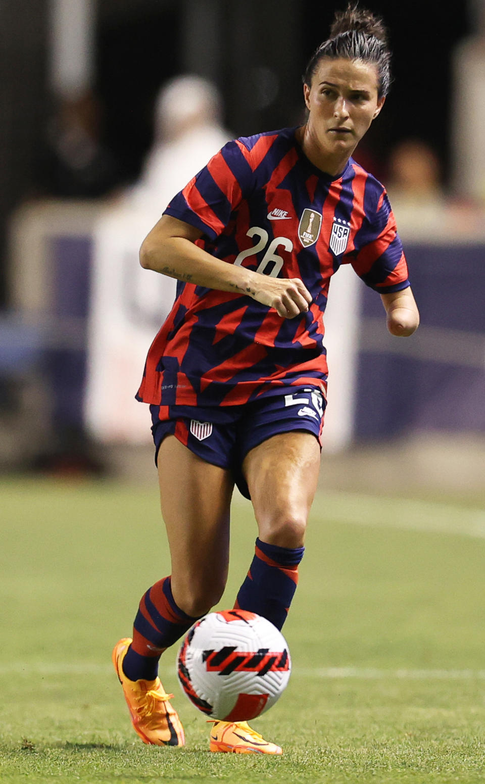 Carson Pickett controls the ball during the United States' match against Colombia. (Omar Vega / Getty Images)