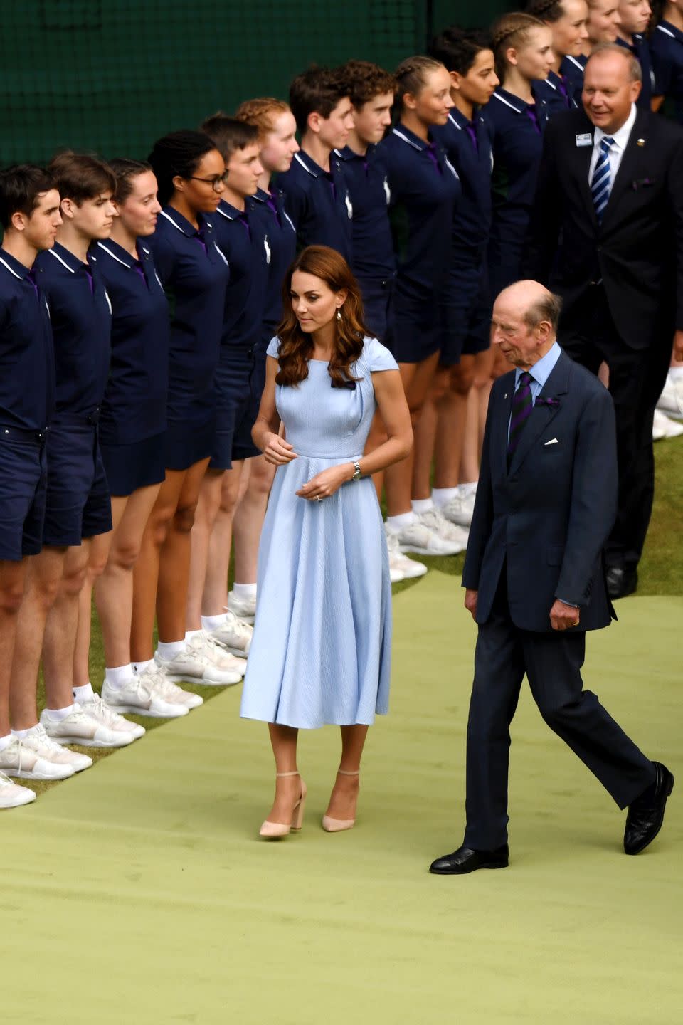 <p>In 2019, <a href="https://www.townandcountrymag.com/society/tradition/g40548225/kate-middleton-wimbledon-photos/" rel="nofollow noopener" target="_blank" data-ylk="slk:Kate, Duchess of Cambridge, began joining Prince Edward during the Wimbledon trophy ceremonies;elm:context_link;itc:0;sec:content-canvas" class="link ">Kate, Duchess of Cambridge, began joining Prince Edward during the Wimbledon trophy ceremonies</a>—she would take over his role as president in 2022. </p>