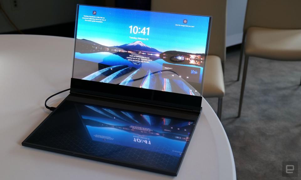 <p>In-person photos of Lenovo's new concept device -- Project Crystal -- which the company claims is the world's first laptop with a transparent micro LED display.</p>
