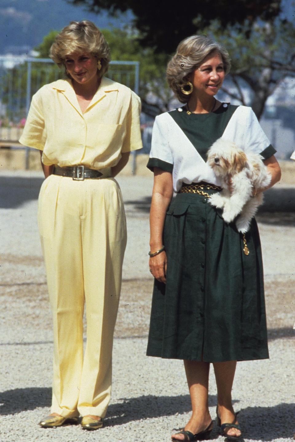 During her summer holiday in Majorca with the Spanish royal family in August 1987.