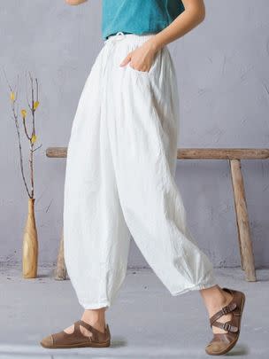 A pair of baggy boho-style pants