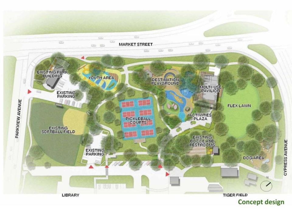 Redding plans a makeover of South City Park at 1250 Parkview Ave. This is the plan as of March 2024.