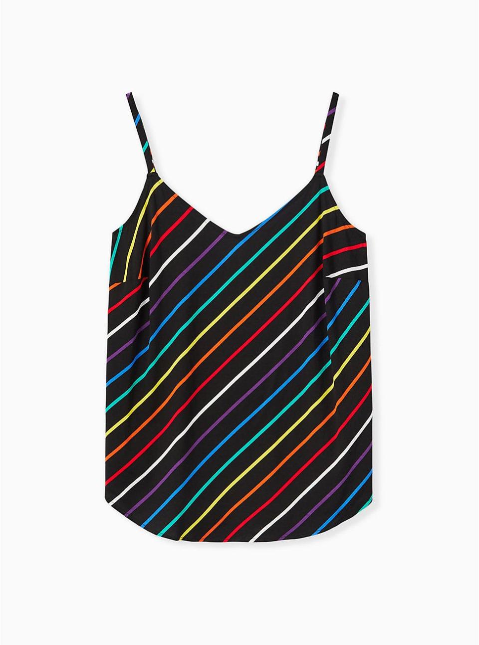 9) Black & Rainbow Stripe Essential Cami