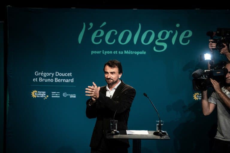 L'écologiste Grégory Doucet au soir de sa victoire à la mairie de Lyon, le 28 juin 2020  - JEFF PACHOUD © 2019 AFP