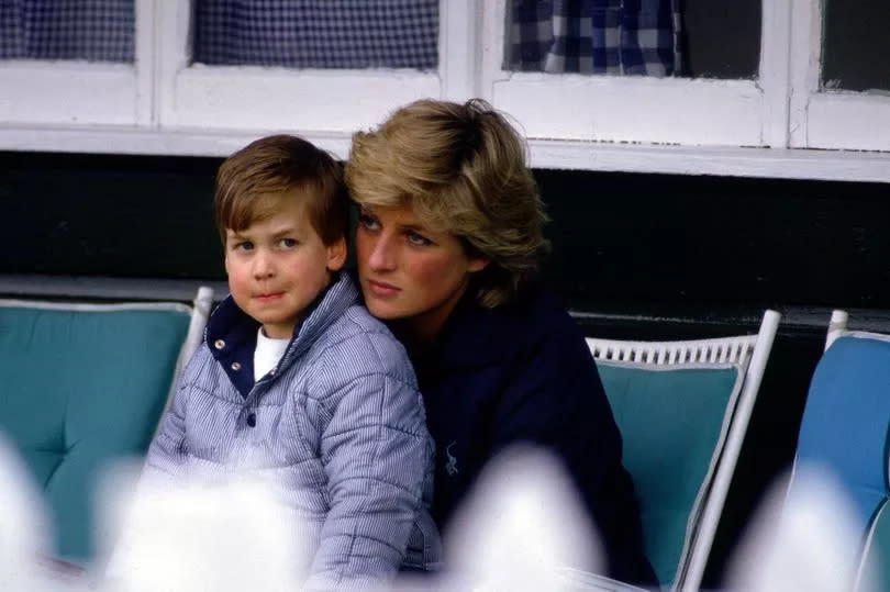 The late Princess Diana with her son William as a child at Guards Polo Club