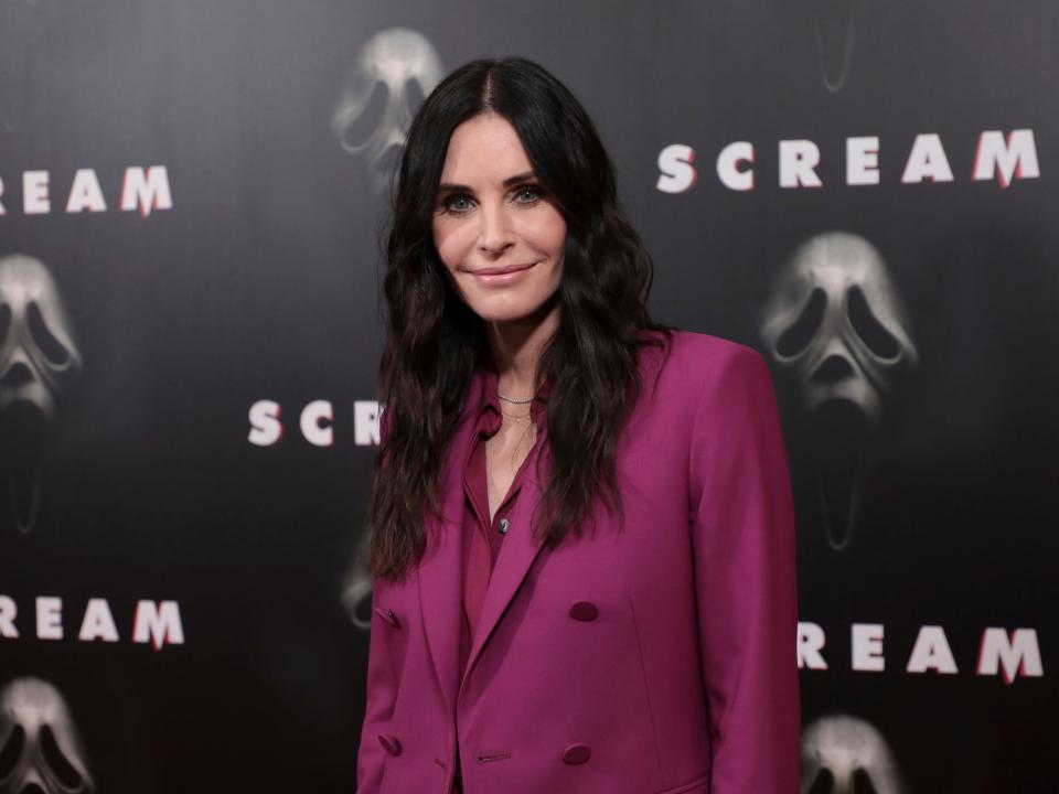 Courteney Cox at a "Scream" photocall at the Four Seasons Hotel in Los Angeles on Friday, 7 January, 2022.