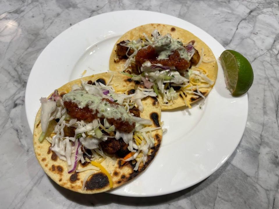 Plated chicken street tacos