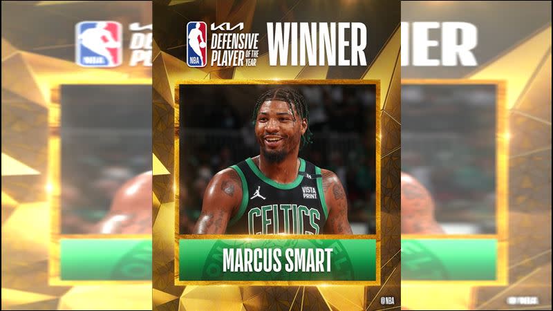  「聰明哥」史馬特（Marcus Smart）獲選為NBA本季年度最佳防守球員。（圖／翻攝自NBA推特）