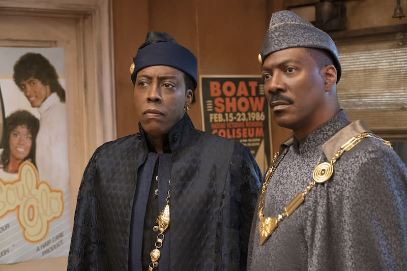 Arsenio Hall and Eddie Murphy star in “Coming to America 2” Photo courtesy of Amazon Studios