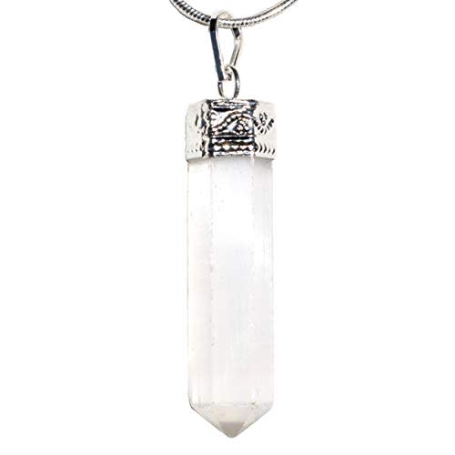 Zenergy Gems Faceted Hand-Made Natural Himalayan Selenite Crystal Pendants + Selenite Charging Heart Included (HEALING ENERGY - NEGATIVE ENERGY ABSORBER)