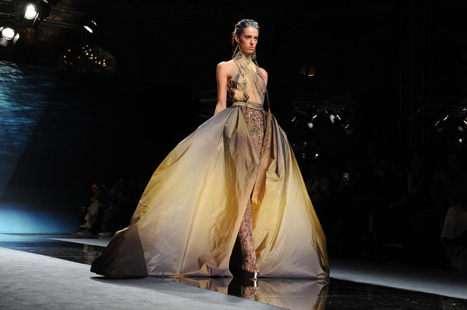 A model&nbsp;walks the runway at the Ziad Nakad haute couture spring/summer 2020 show on Jan. 22.