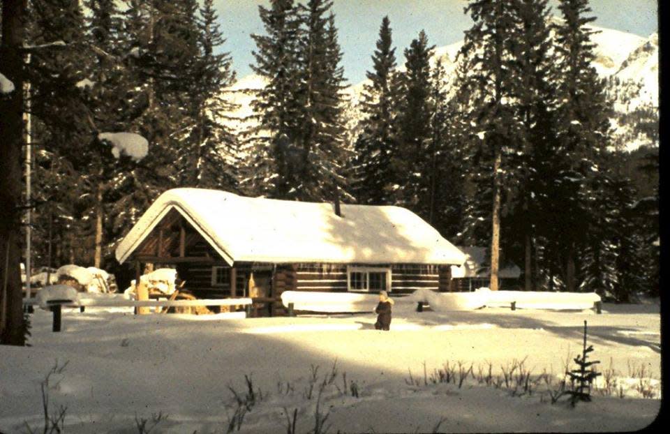 The Blue Creek cabin in 1959, where Loni Klettl lived when she was first born. Her father served as a Park Warden in Jasper from 1955-1985