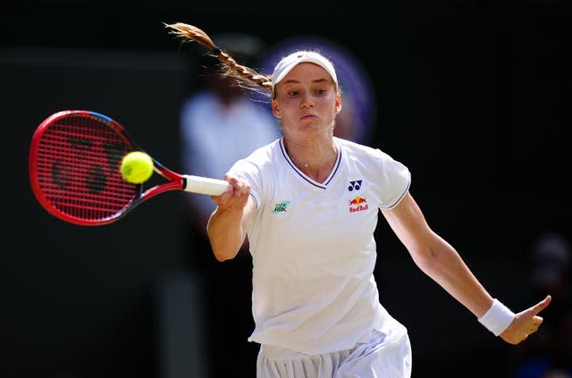 Elena Rybakina hits a forehand