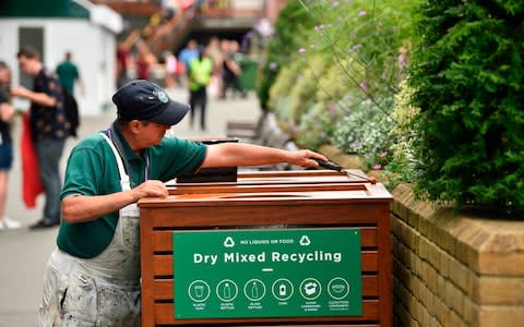 There is a new two-stream litter and recycling system in place - Credit: GLYN KIRK&nbsp;/AFP