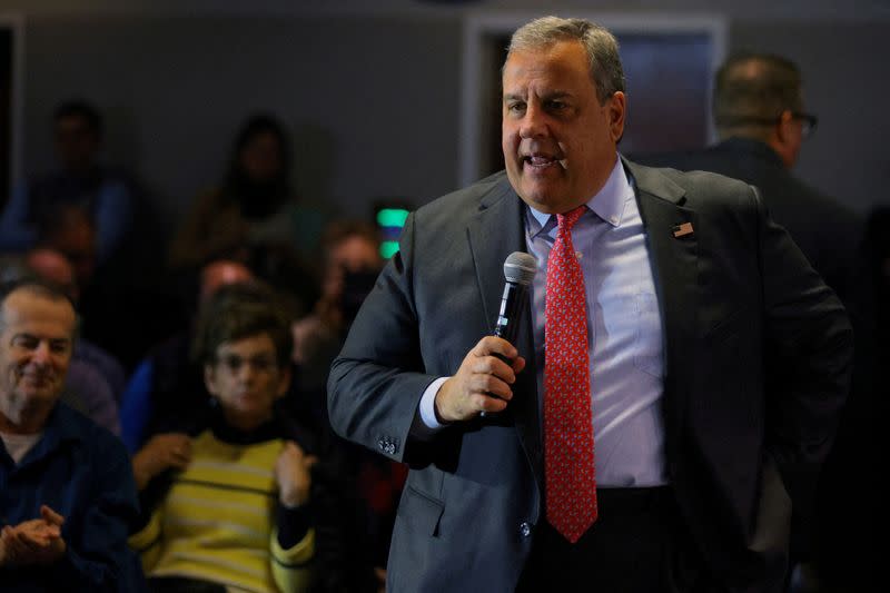 FILE PHOTO: Former New Jersey Governor Chris Christie speaks in Manchester