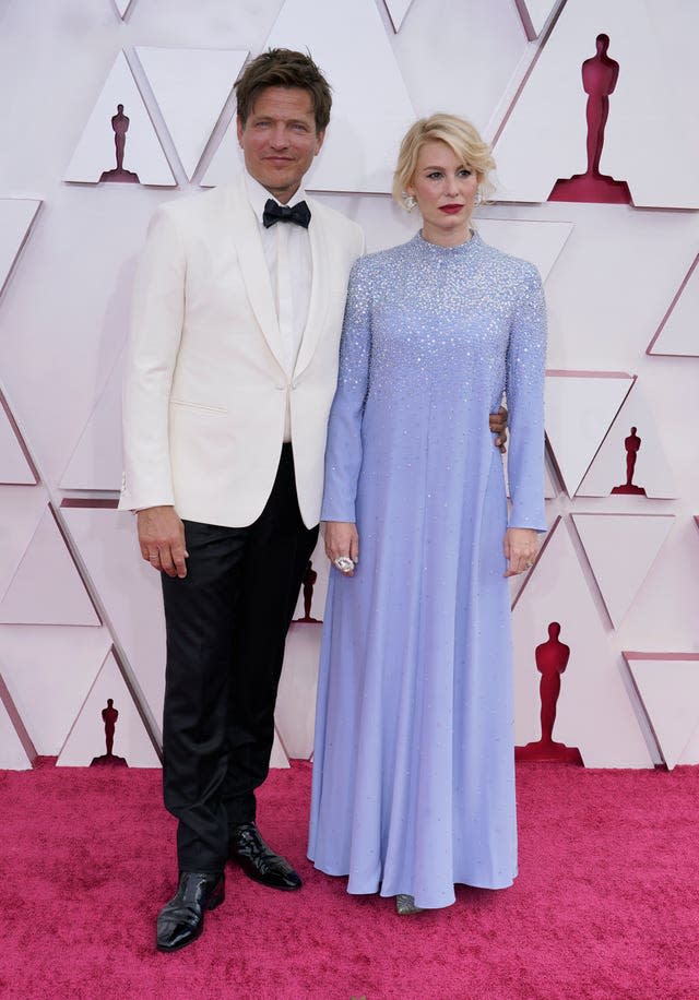 Thomas Vinterberg, left, and Helene Reingaard Neumann at the 93rd Academy Awards 