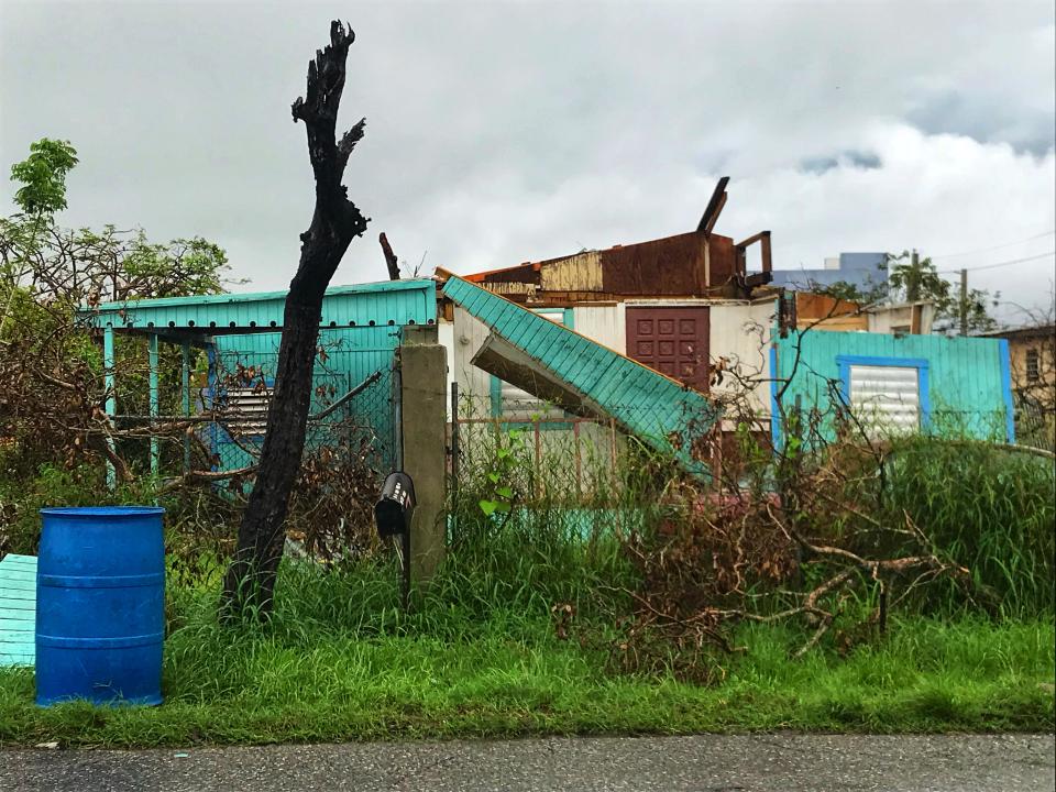 <p>A dilapidated house in the Bayaney barrio of Hatillo, Puerto Rico is without a roof after Hurricane Maria. (Photo: Caitlin Dickson/Yahoo News) </p>