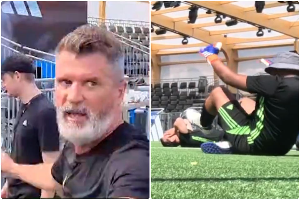 Video: Roy Keane loses it with Gary Neville after conceding goal in 5-a-side match
