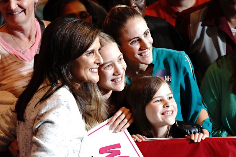 Nikki Haley poses for a selfie with supporters at a campaign rally in North Charleston, S.C., on January 24. File Photo by Richard Ellis/UPI