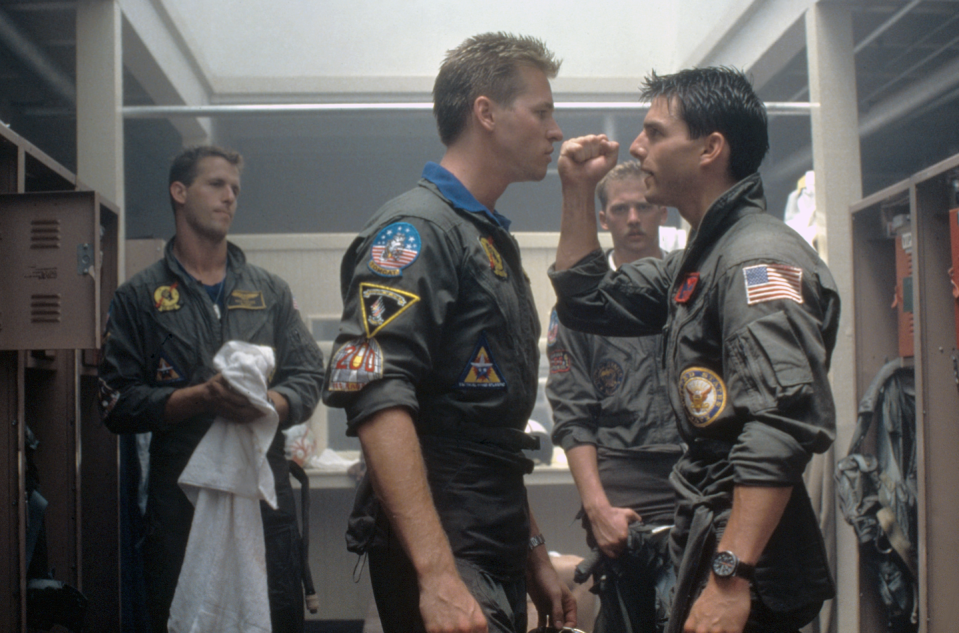 top gun  val kilmer and tom cruise having a confrontation