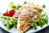 <p>It may not be a trendy superfood, but a four-ounce serving of chicken breast contains nearly half of your daily protein. Chicken breasts are a great source of phosphorous—important for strong bones and teeth—as well as vitamin B3 (aka niacin), which helps control high blood pressure and prevents hardening of the arteries. One serving also contains 25 percent of the vitamin B6 you need each day to maintain proper brain and immune system function.</p><p><strong>Try it: </strong><a href="https://www.prevention.com/food-nutrition/recipes/a20482231/one-skillet-chicken-with-spinach-and-mushrooms/" rel="nofollow noopener" target="_blank" data-ylk="slk:One Skillet Chicken with Spinach and Mushrooms;elm:context_link;itc:0;sec:content-canvas" class="link ">One Skillet Chicken with Spinach and Mushrooms</a></p>