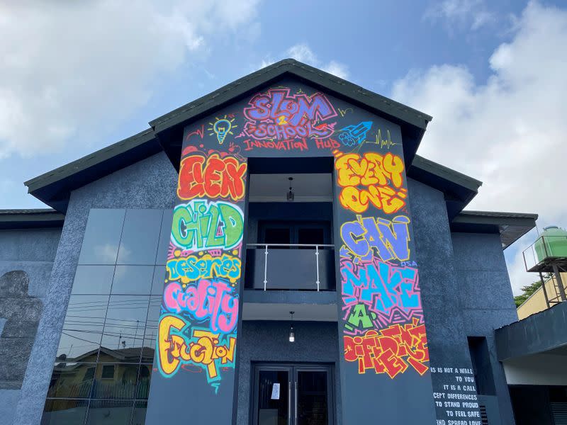 The exterior of the Slum2School project, a volunteer-driven organisation empowering underserved children in slums and remote communities in Lagos