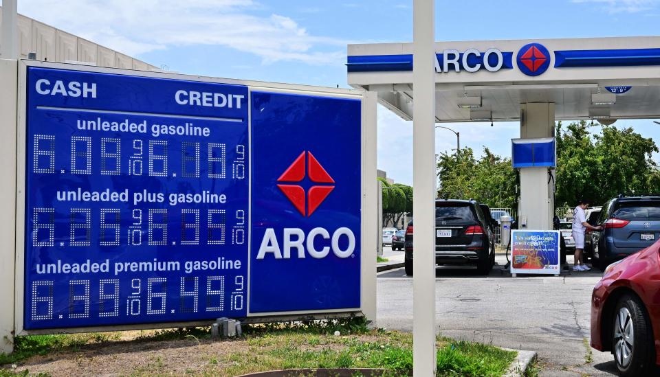 Gas prices blow past $6 a gallon in Los Angeles on June 22.