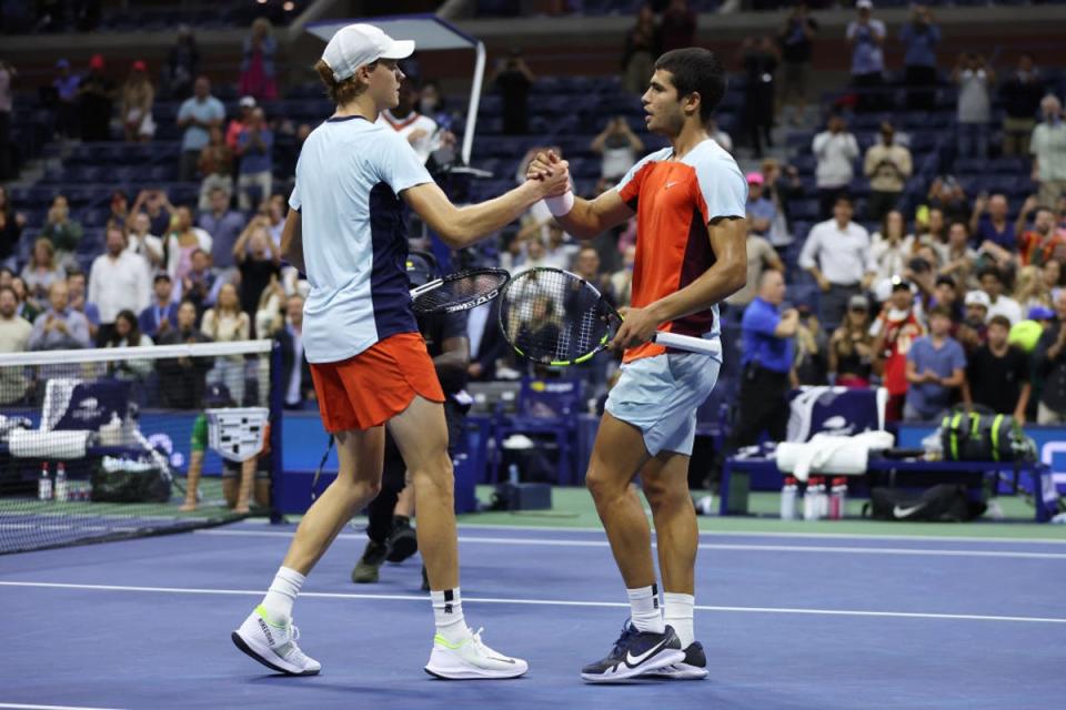 Jannik Sinner and Carlos Alcaraz have both become grand slam champions since their US Open epic in September 2022  (Getty)