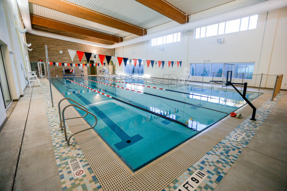 A lap pool is pictured Wednesday before the opening of the third MAPS 3 Senior Health and Wellness Center in Oklahoma City.