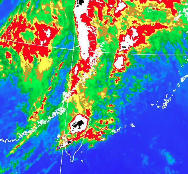 雷雨帶將通過台灣本島。（翻攝自氣象署）