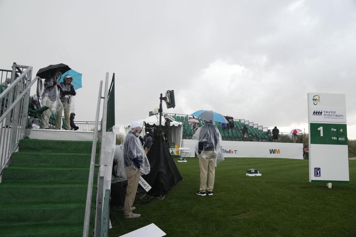 Rain and hail stopped the Annexus Pro-Am at Waste Management Phoenix Open in Scottsdale, Arizona on Feb. 7, 2024.