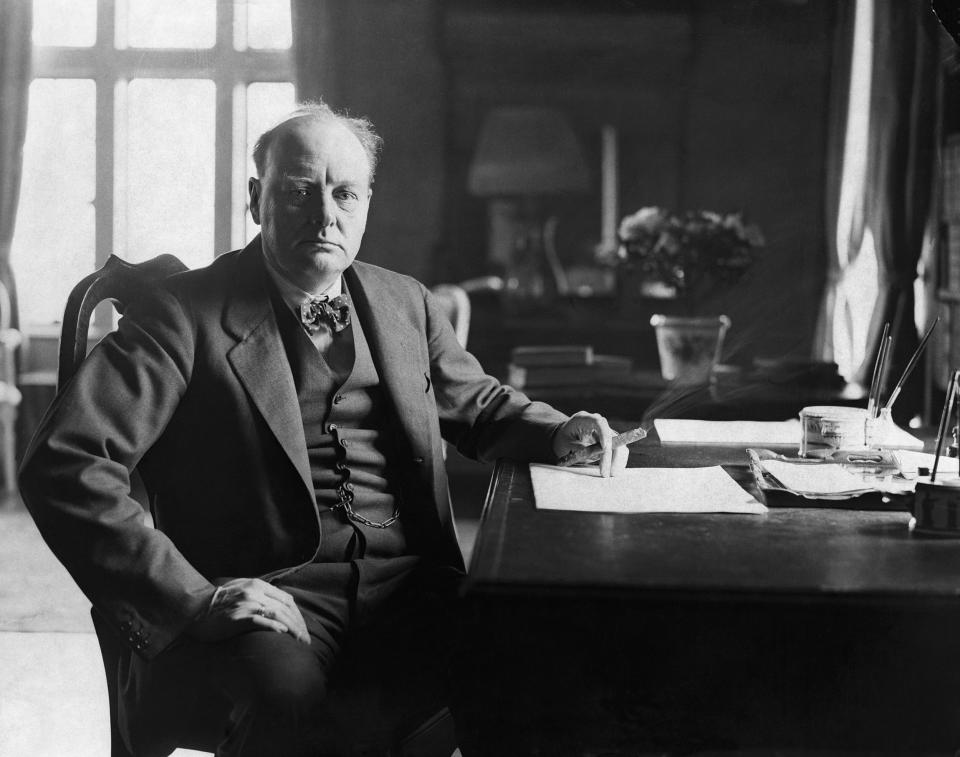 Image: The Conservative statesman and war-time leader Sir Winston Churchill (1874-1965) at his Kent home (Hulton Deutsch / Corbis via Getty Images file)