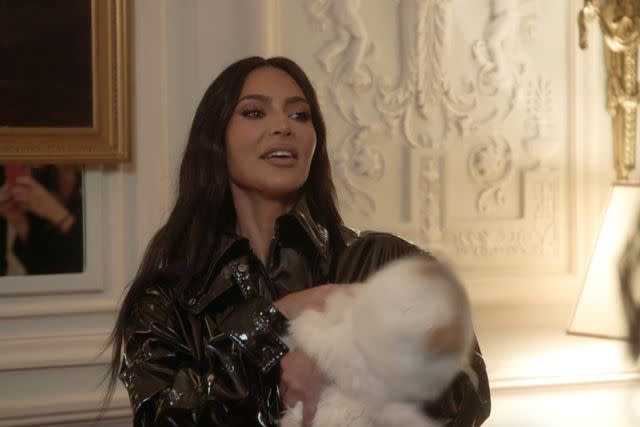 <p>Hulu</p> Kim Kardashian gets rejected by Karl Lagerfeld's beloved cat Choupette 'The Kardashians'