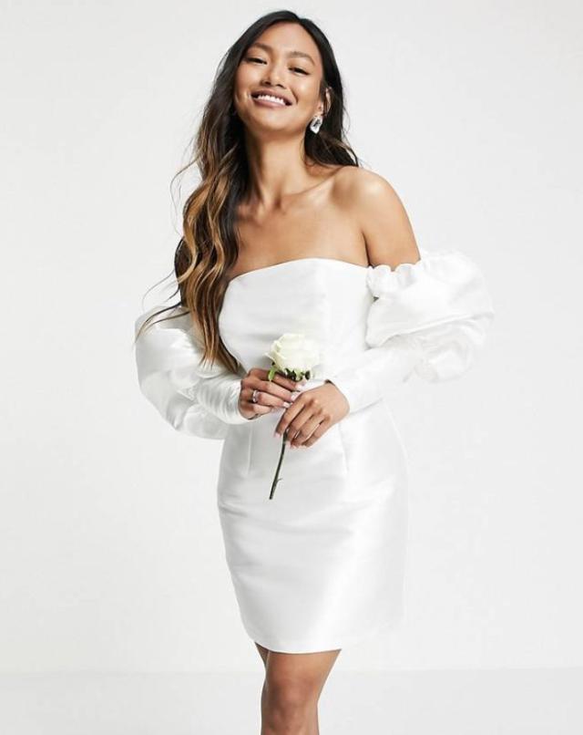 ASOS DESIGN Bridesmaid cami midi slip dress in high shine satin with lace  up back in ice gray