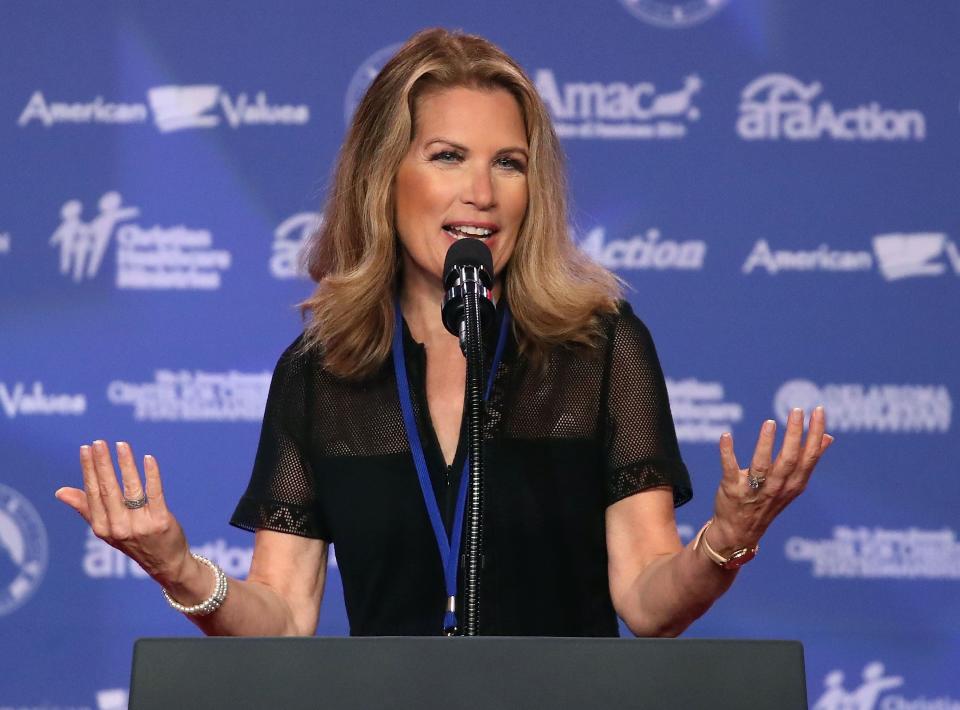 Former congresswomen and presidential candidate Michele Bachmann, R-Minn., speaks during the annual Family Research Council's Values Voter Summit in Washington, Oct. 13, 2017.