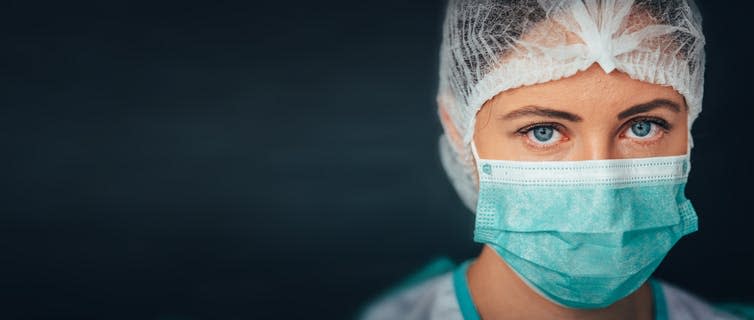 <span class="caption">A lack of PPE is a source of constant worry for healthcare workers.</span> <span class="attribution"><a class="link " href="https://www.shutterstock.com/image-photo/protection-against-contagious-disease-coronavirus-female-1683544603" rel="nofollow noopener" target="_blank" data-ylk="slk:Shutterstock/kovop58;elm:context_link;itc:0;sec:content-canvas">Shutterstock/kovop58</a></span>