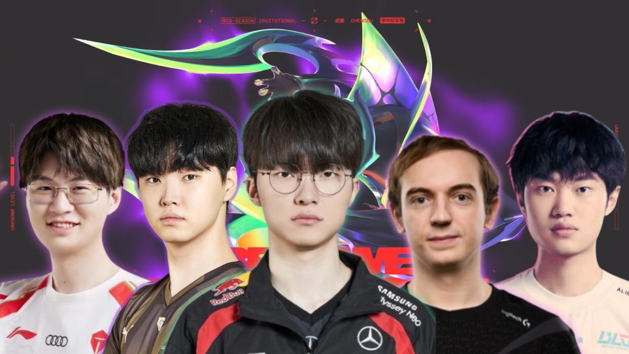Which team are you rooting for? (From left: Meiko, Chovy, Faker, caPs, Knight)(Photo: Riot Games)