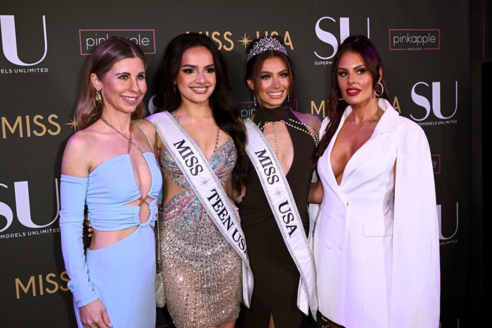 Accusations of bullying and harassment have rocked the organization and shocked the public. Pictured above in February 2024 are, from left, Miss USA Assistant National Director Jillian Spano, Miss Teen USA 2023 UmaSofia Srivastava, Miss USA 2023 Noelia Voigt and Miss USA/Teen USA Assistant National Director & Partnerships Christina Lee. Getty Images for Supermodels Unlimited