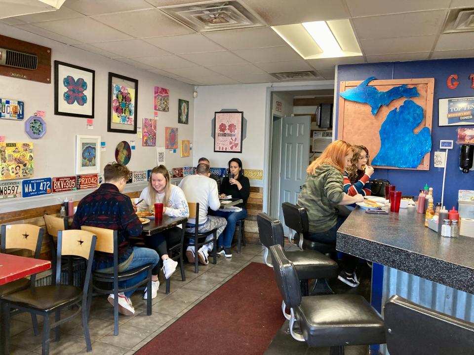 Diners enjoy breakfast food at Good Truckin' Diner on Dec. 16, 2021.