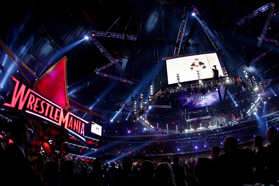 A general view of Wrestlemania XXX at the Mercedes-Benz Super Dome in New Orleans on Sunday, April 6, 2014. (Jonathan Bachman/AP Images for WWE)