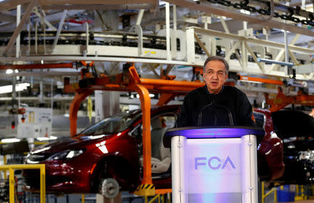 FCA CEO Sergio Marchionne attends the celebration of the production launch of the all-new 2017 Chrysler Pacifica minivan at the FCA Windsor Assembly plant in Windsor, Ontario, May 6, 2016. REUTERS/Rebecca Cook