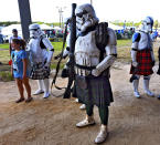 <p>Members of the 501st Legion Florida Garrison, the Star Wars inspired group, were popular posing for photos in their kilted uniforms at the 19th Annual Northeast Florida Scottish Games and Festival, Saturday Feb. 25, 2017 at the Clay County Fairgrounds in Green Cove Springs, Fla. (Photo: Bob Mack/The Florida Times-Union via AP) </p>