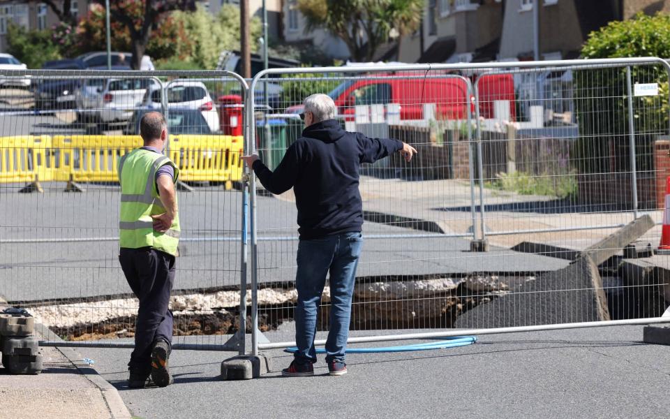 Pictures on social media showed a motorcycle that had fallen into the collapsed ground - STEVE FINN 