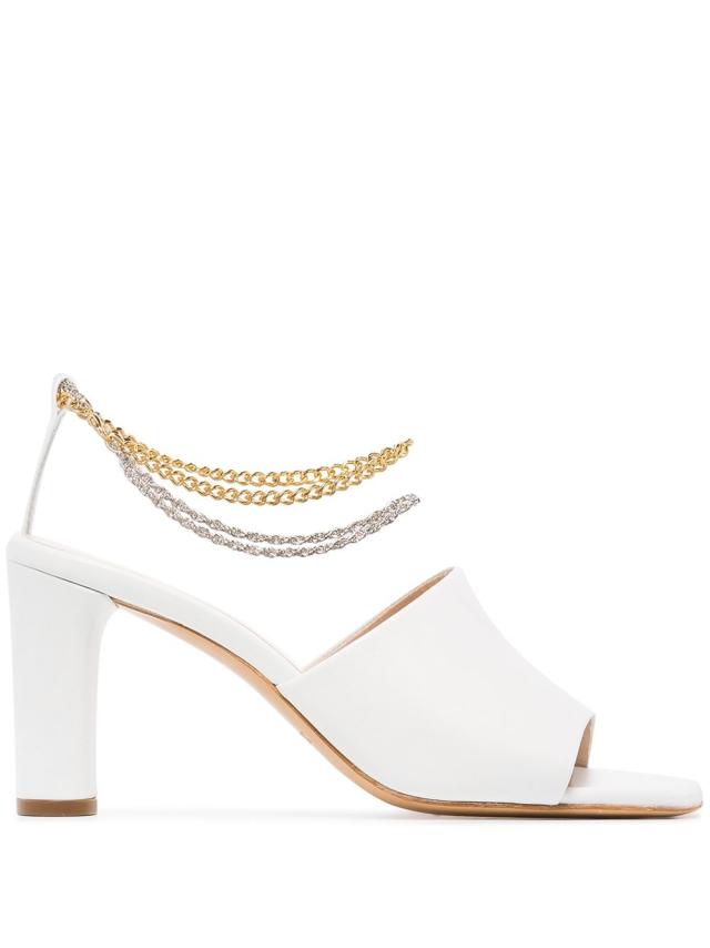 Nº21 Kids chain-embellished mules - White