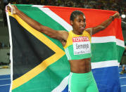 World champion 800m runner Caster Semenya will carry South Africa's flag into the London 2012 Olympic stadium. (Photo by Michael Steele/Getty Images)