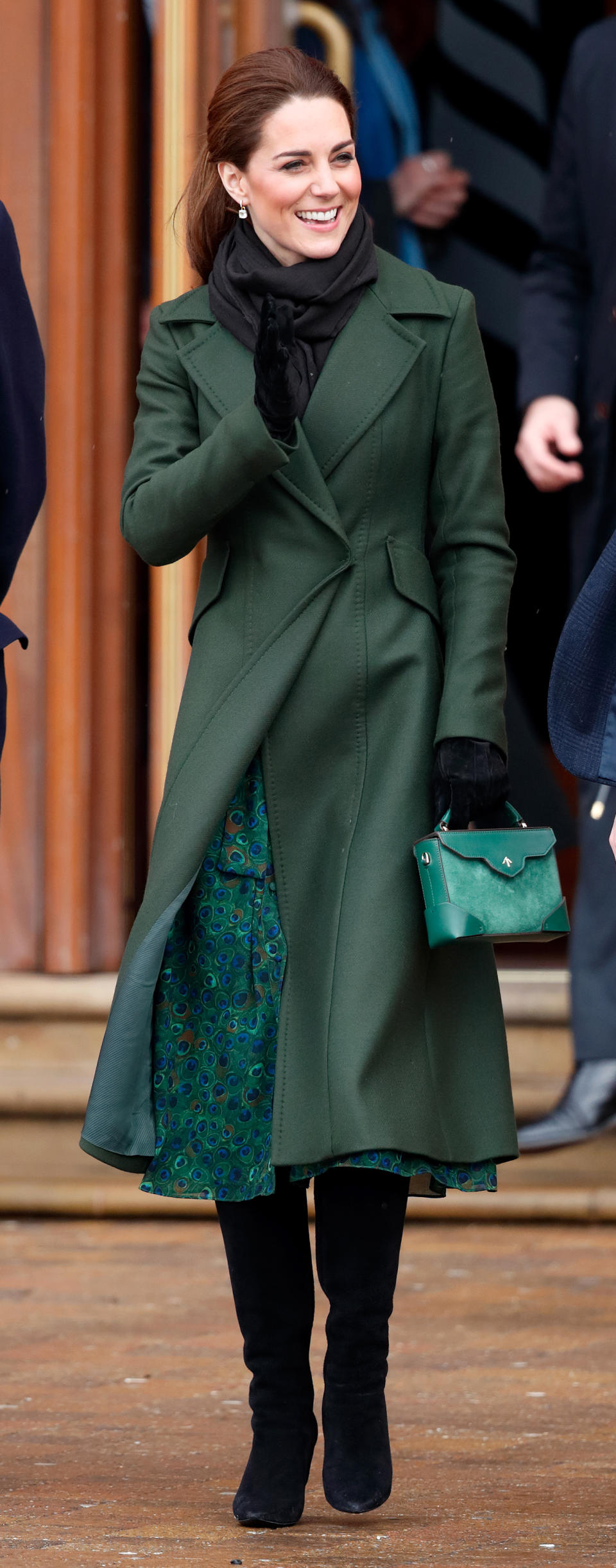 BLACKPOOL, UNITED KINGDOM - MARCH 06: (EMBARGOED FOR PUBLICATION IN UK NEWSPAPERS UNTIL 24 HOURS AFTER CREATE DATE AND TIME) Catherine, Duchess of Cambridge visits Blackpool Tower and greets members of the public on the Comedy Carpet on March 6, 2019 in Blackpool, England. (Photo by Max Mumby/Indigo/Getty Images)