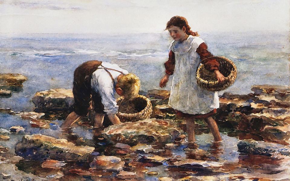 Mussel Gatherers by the Scottish painter William Marshall Brown (1863-1936) - alamy