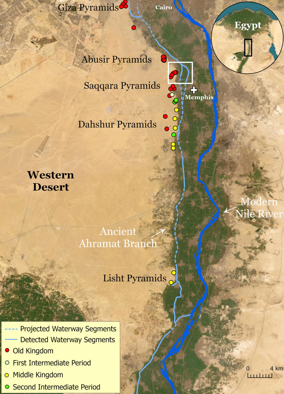 A map of the water course of the ancient Ahramat Branch. (Eman Ghoneim )