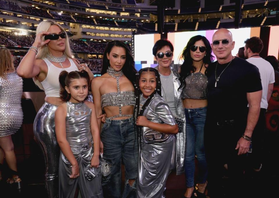 INGLEWOOD, CALIFORNIA - SEPTEMBER 04: (Editorial Use Only) (Exclusive Coverage) Khloé Kardashian, Penelope Disick, Kim Kardashian, North West, Kris Jenner, Lauren Sanchez and Jeff Bezos attend the "RENAISSANCE WORLD TOUR" at SoFi Stadium on September 04, 2023 in Inglewood, California. (Photo by Kevin Mazur/WireImage for Parkwood)